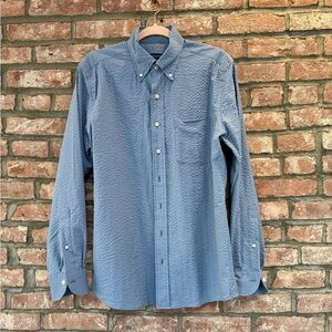 Proper Cloth Seersucker Button Down in Atlantic Blue